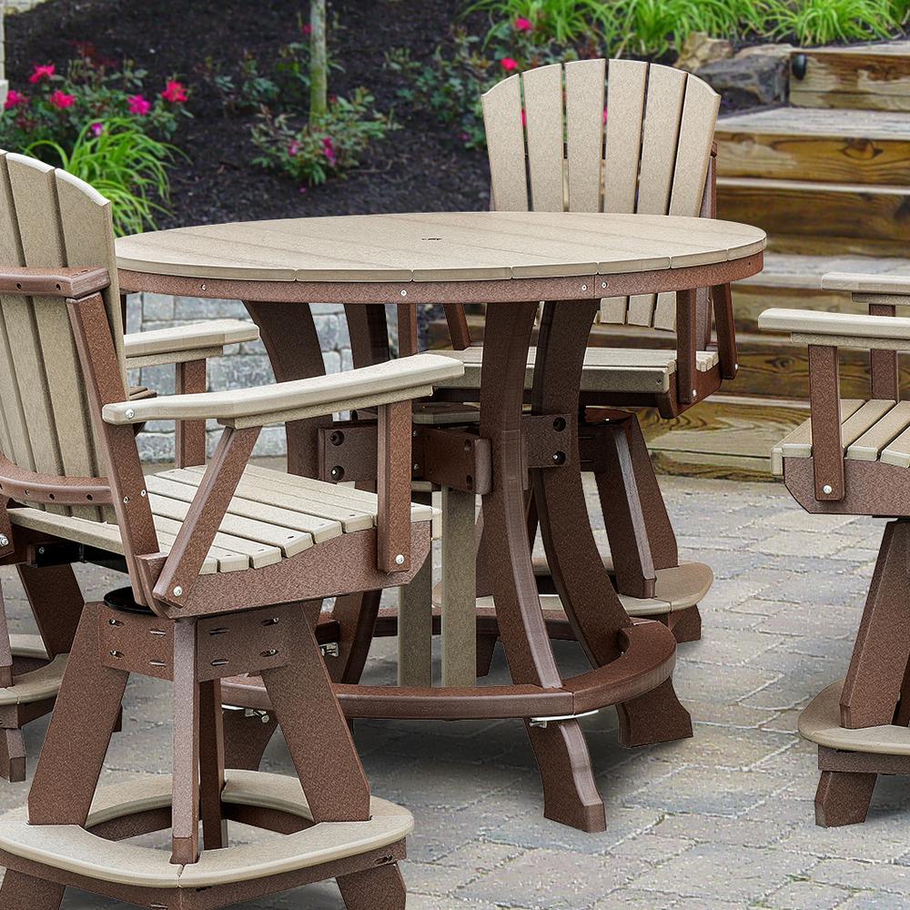 OS Home and Office Model 44R-C-WWTB Counter Height Round Table in Weatherwood with Tudor Brown Base. Picture 5