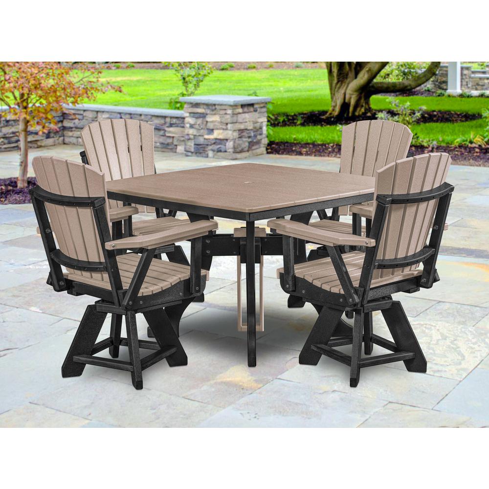 Dining Height Square Table in Weatherwood with a Black Base. Picture 7