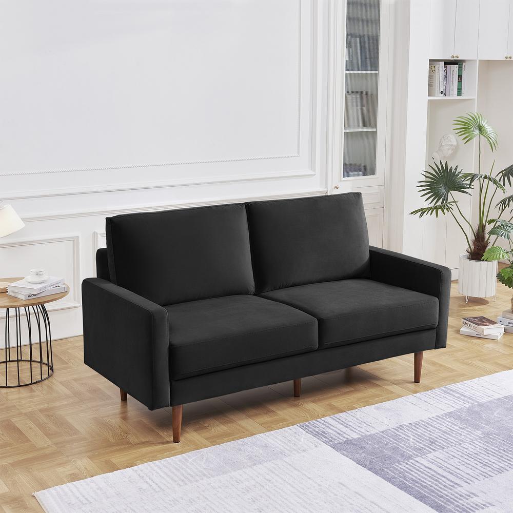 69 Inch Wide Upholstered Two Cushion Sofa with Square Arms. Picture 5