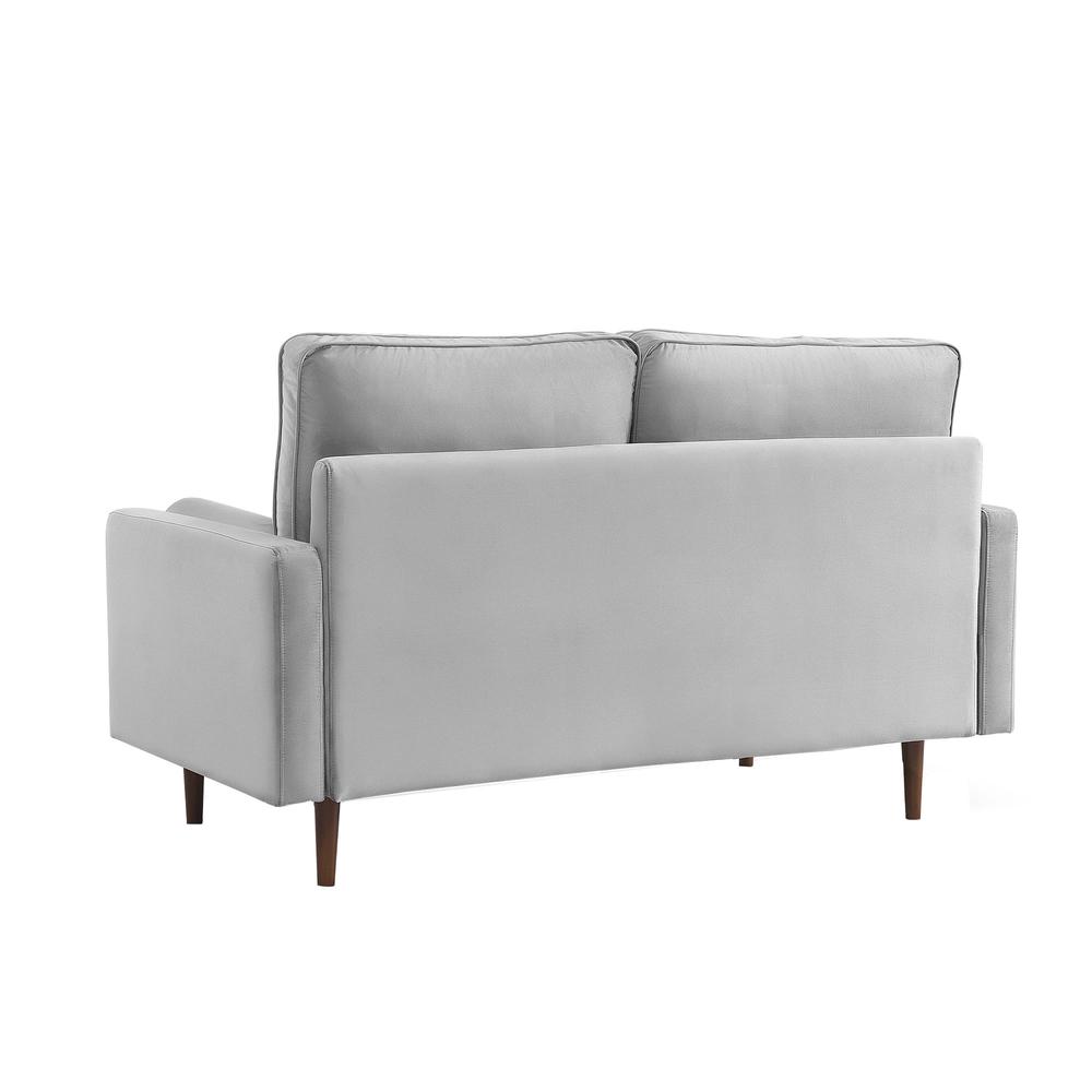 69 Inch Wide Upholstered Two Cushion Sofa with Bolster Pillows in Grey Velvet. Picture 6