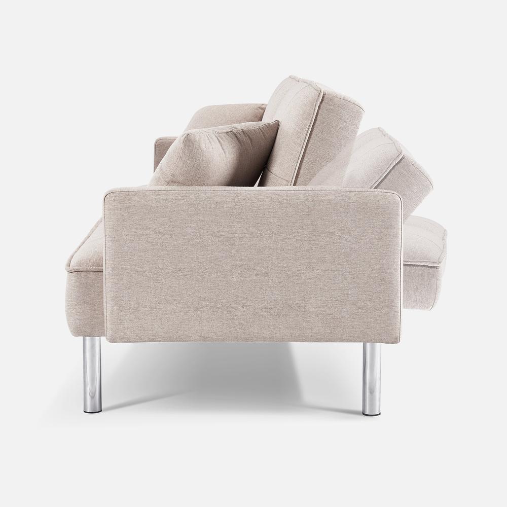 Tufted Futon Convertible Sofa Sleeper with Two Throw Pillows. Picture 9