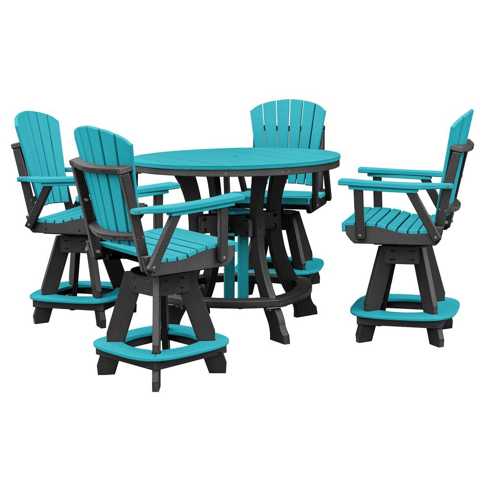 OS Home and Office Model 44R-C-ARB Counter Height Round Table in Aruba Blue with Black Base. Picture 6