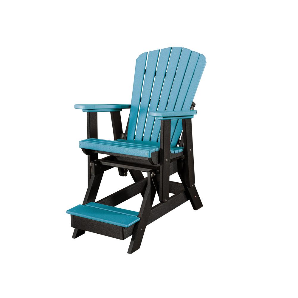 OS Home and Office Model 516ARB-K Double Balcony Height Glider with Center Table in Aruba Blue and Black. Picture 6