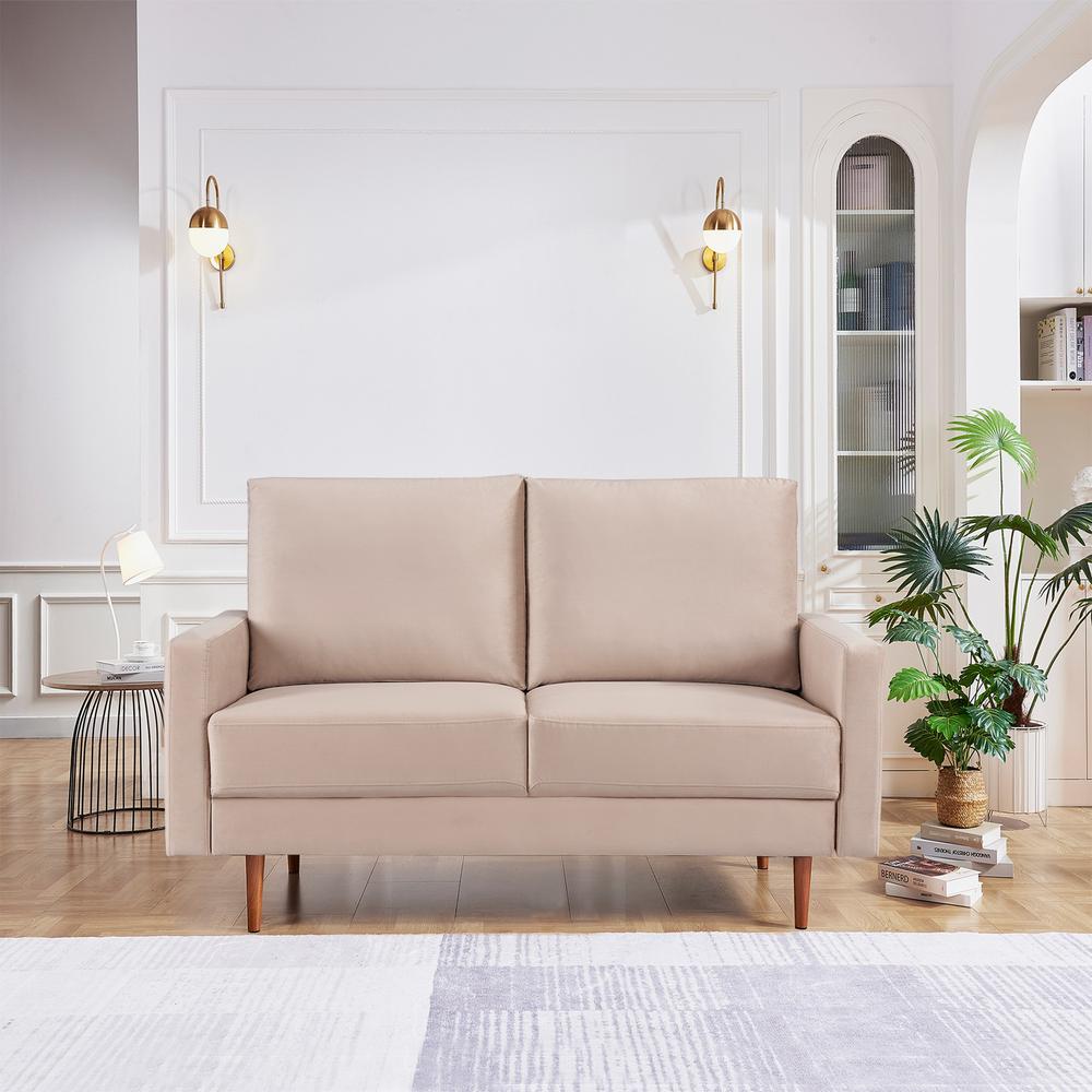 57 Inch Wide Upholstered Two Cushion Loveseat with Square Arms. Picture 10