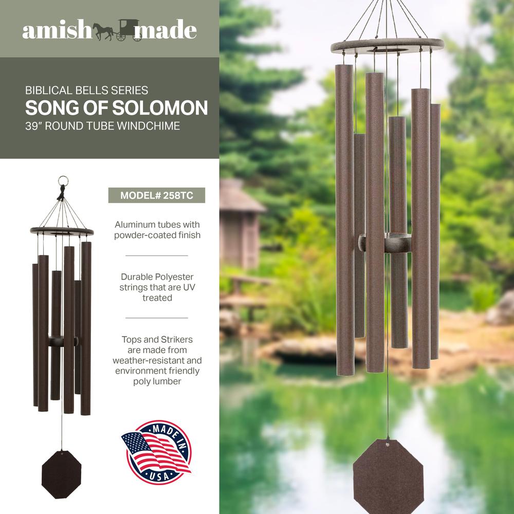 Wind Chime made with powder coated Aluminum tubes in Textured Copper. Picture 3