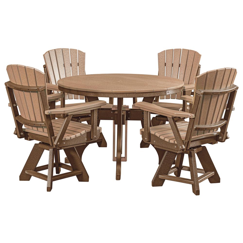 Five Piece Round Dining Height Dining Set in Cedar with a Tudor Brown Base. Picture 1