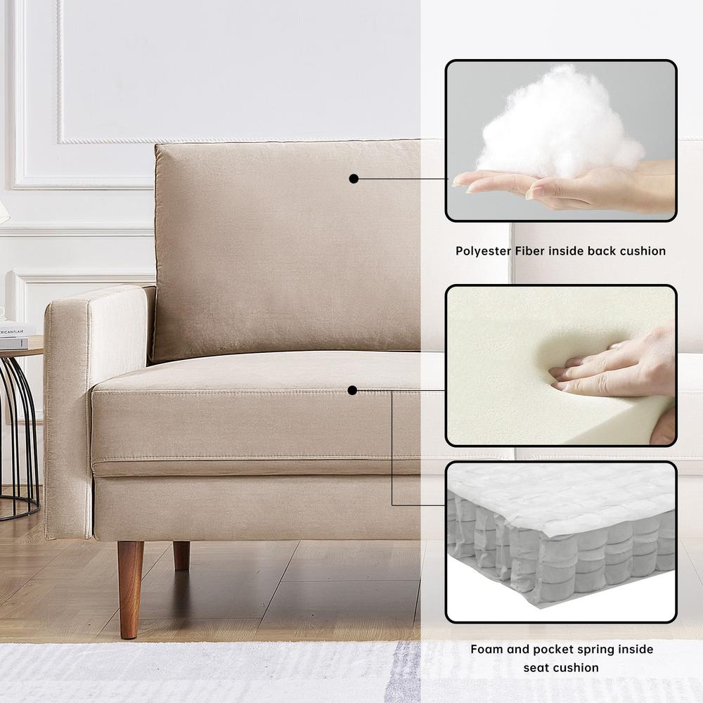 57 Inch Wide Upholstered Two Cushion Loveseat with Square Arms. Picture 5