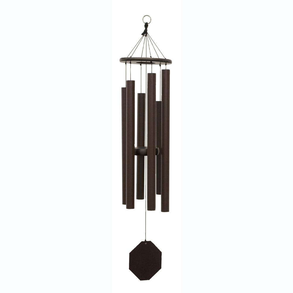 Wind Chime made with powder coated Aluminum tubes in Textured Copper. Picture 1