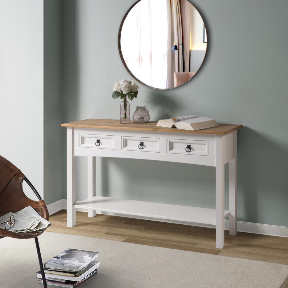 Model COW933 Cottage Series Wood Hall Table in Corona Snow. Picture 7