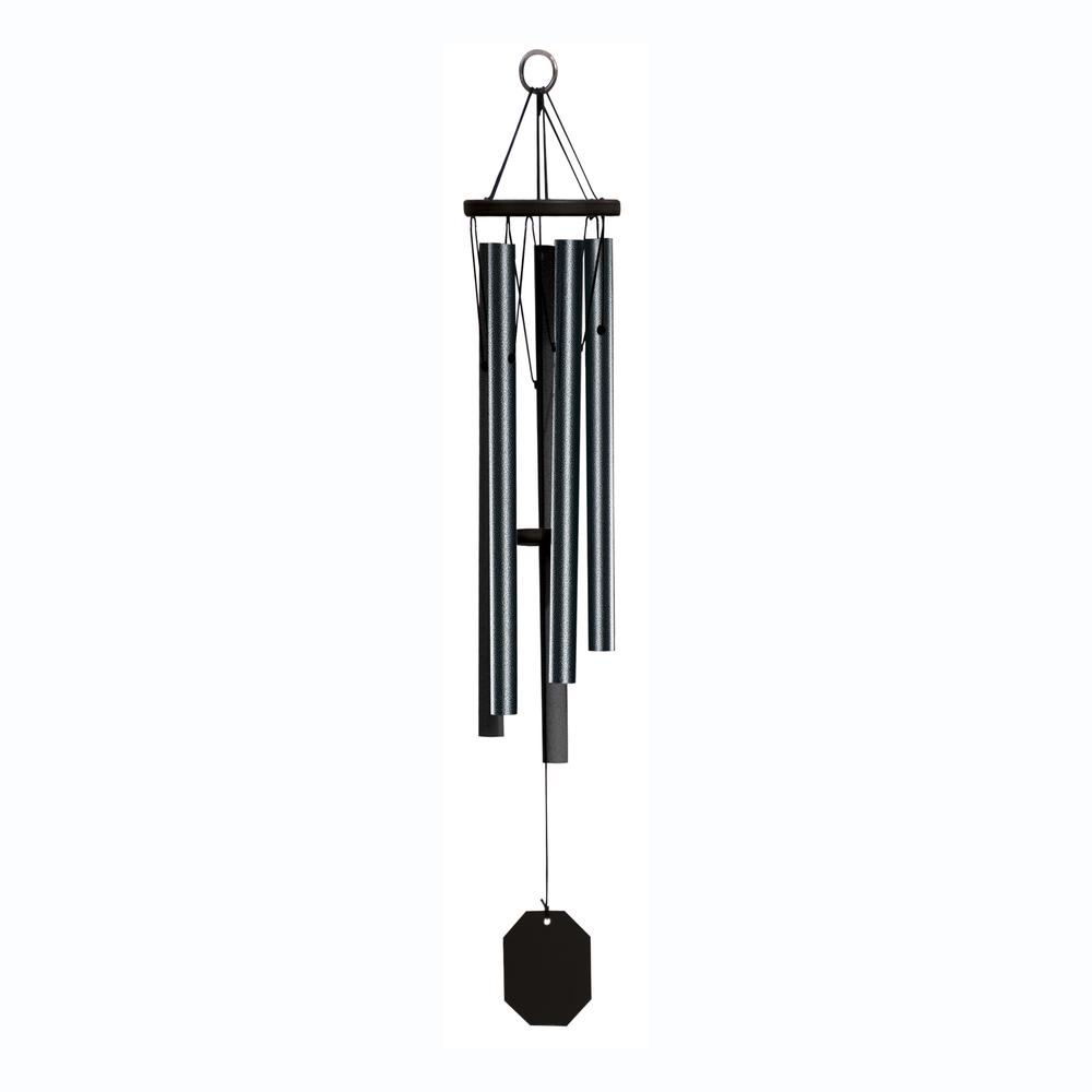 Wind Chime made with powder coated Aluminum tubes in Textured Black. Picture 1