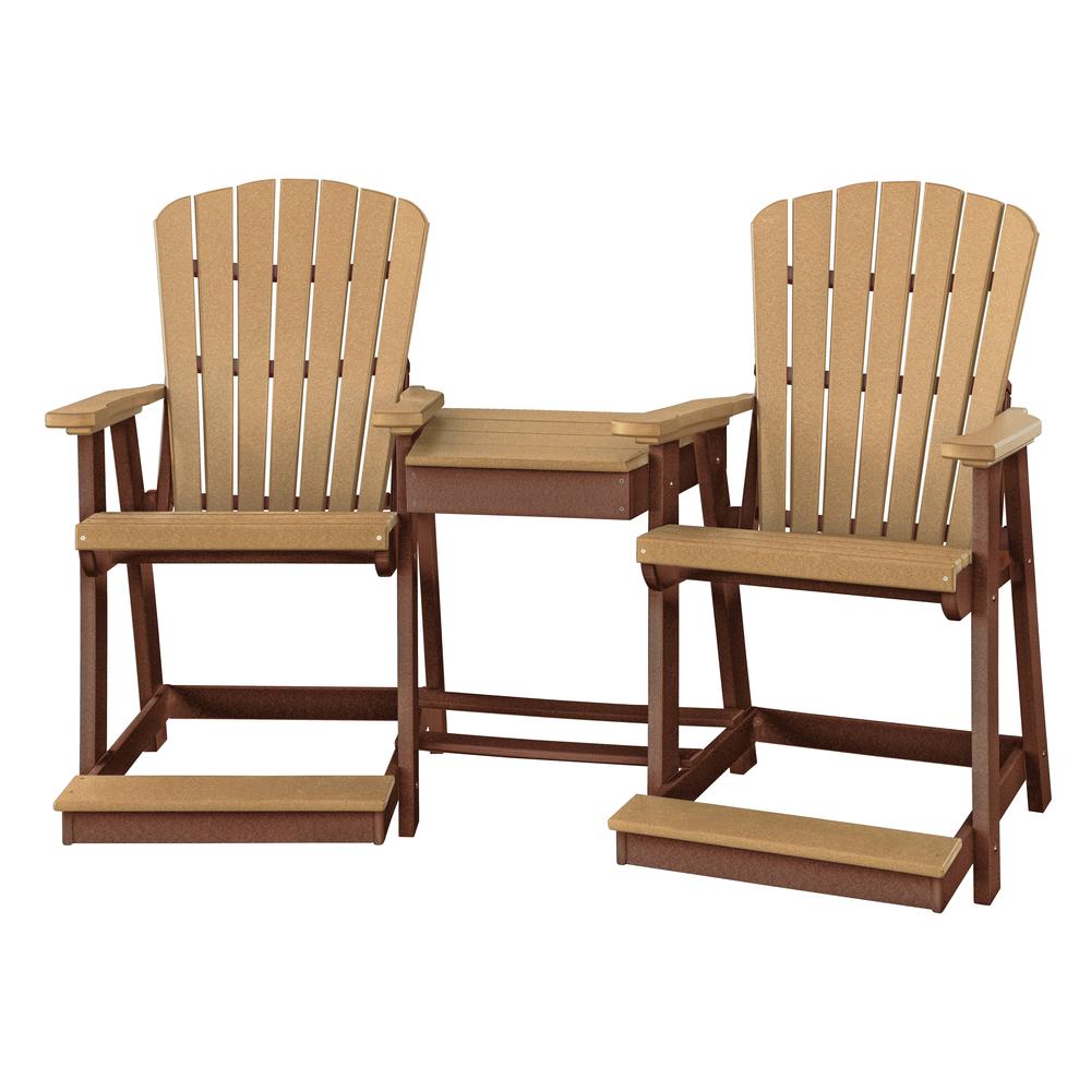 OS Home and Office Counter Height Settee Table Combo in Cedar with a Tudor Brown Base. Picture 2