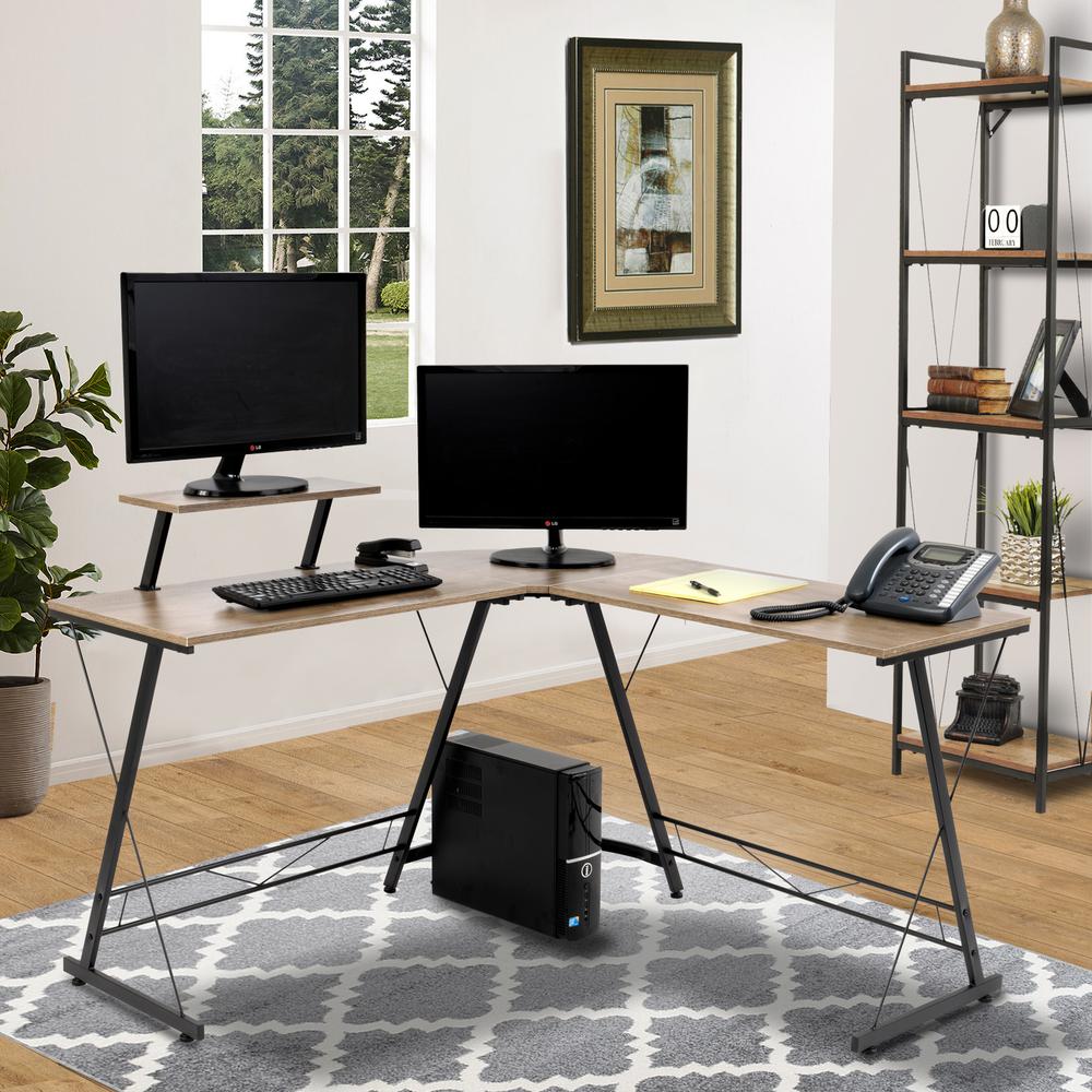 OS Home and Office Model 42249 L Workcenter in sewn oak. Picture 3
