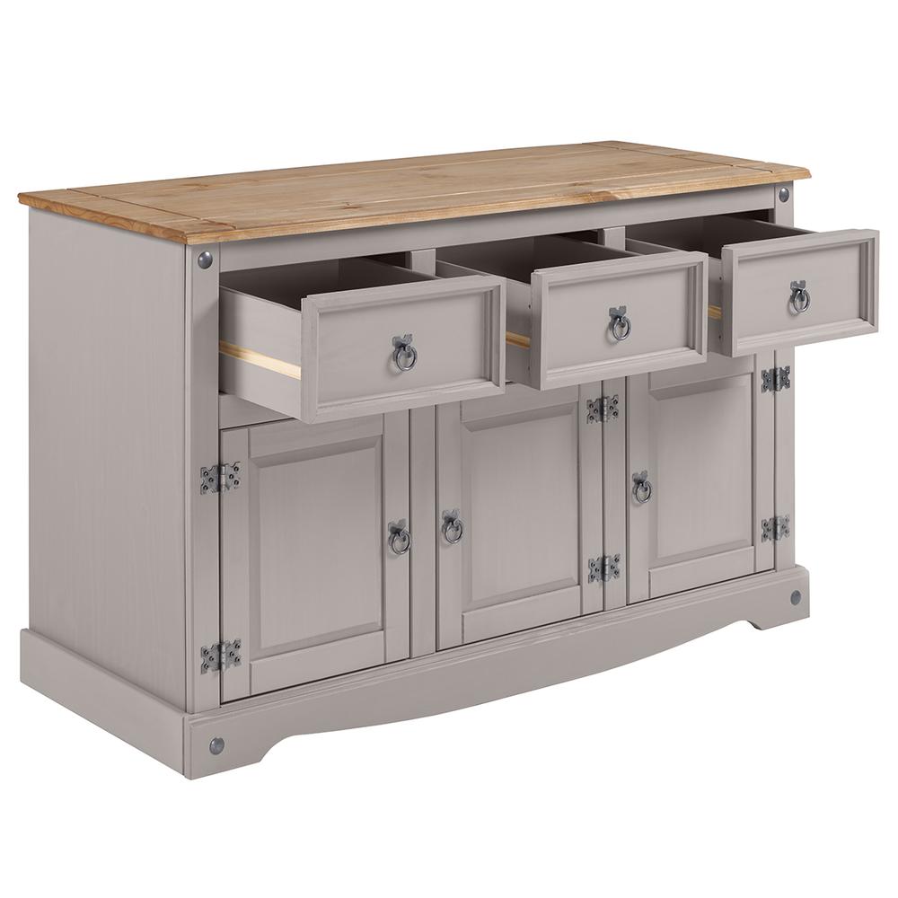 Model COG388 Cottage Series Wood Buffet Sideboard in Corona Gray. Picture 3