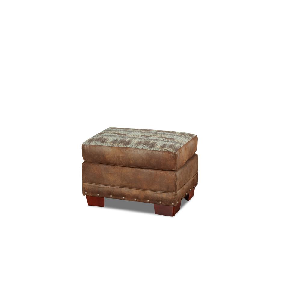American Furniture Classics Model 8500-90 Deer Teal Tapestry Lodge Ottoman. Picture 1