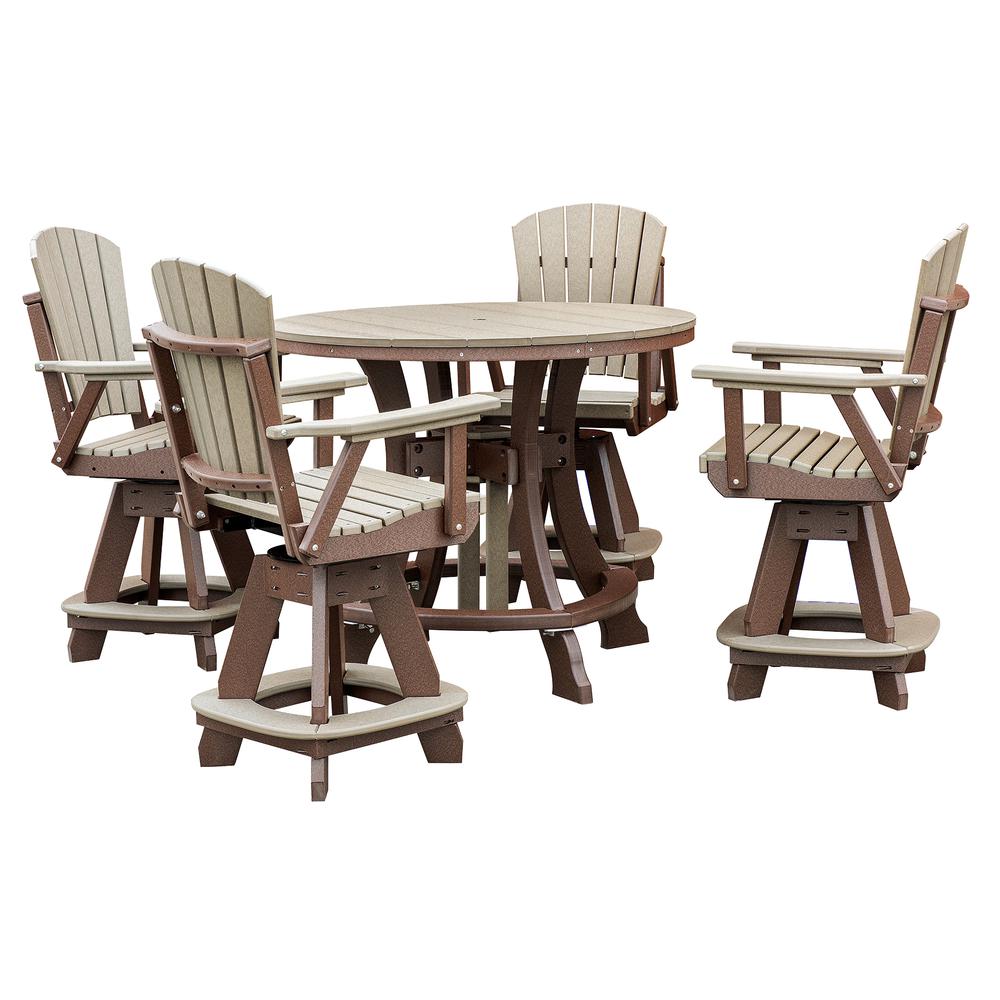 OS Home and Office Model CR130WWTB-K Five Piece Round Counter Height Dining Set in Weatherwood on a Tudor Brown Base. Picture 2