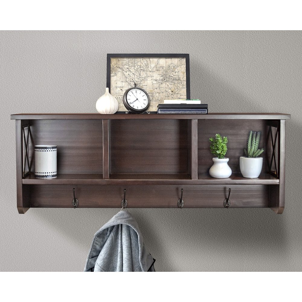 Decorative Coat Rack and Storage Accent Rack in Espresso. Picture 3