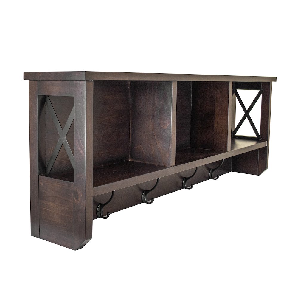 Decorative Coat Rack and Storage Accent Rack in Espresso. Picture 4