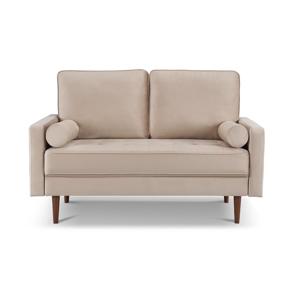 57 Inch Wide Upholstered Two Cushion Loveseat with Bolster Pillows. Picture 1