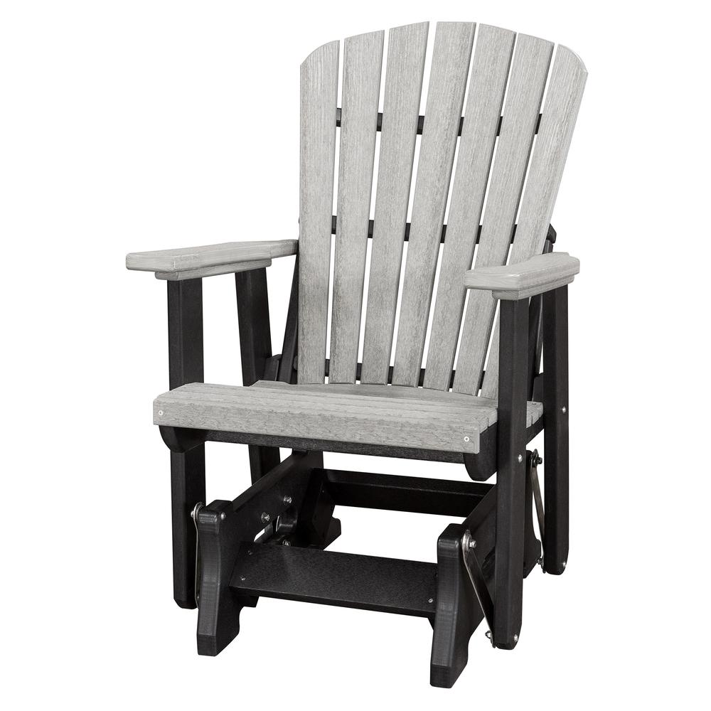 Fan Back Glider Made in the USA- Light Gray, Black. Picture 1