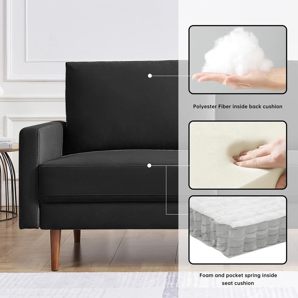 69 Inch Wide Upholstered Two Cushion Sofa with Square Arms. Picture 4