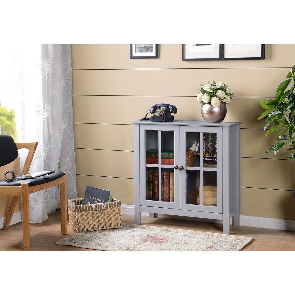 Dark Gray Glass Door Accent and Display Cabinet. Picture 2
