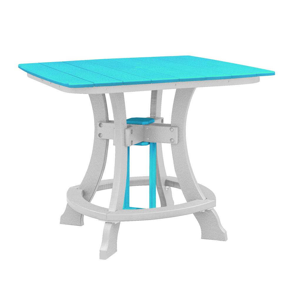 OS Home and Office Model CS130ARW-K Five Piece Square Counter Height Dining Set in Aruba Blue on a White Base. Picture 6