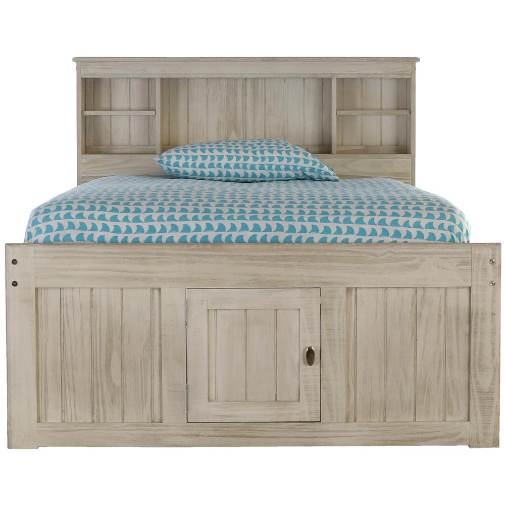 OS Home and Office Furniture Model 85221K6-22 Solid Pine Full Captains Bookcase Bed with 6 drawers in Light Ash. Picture 4