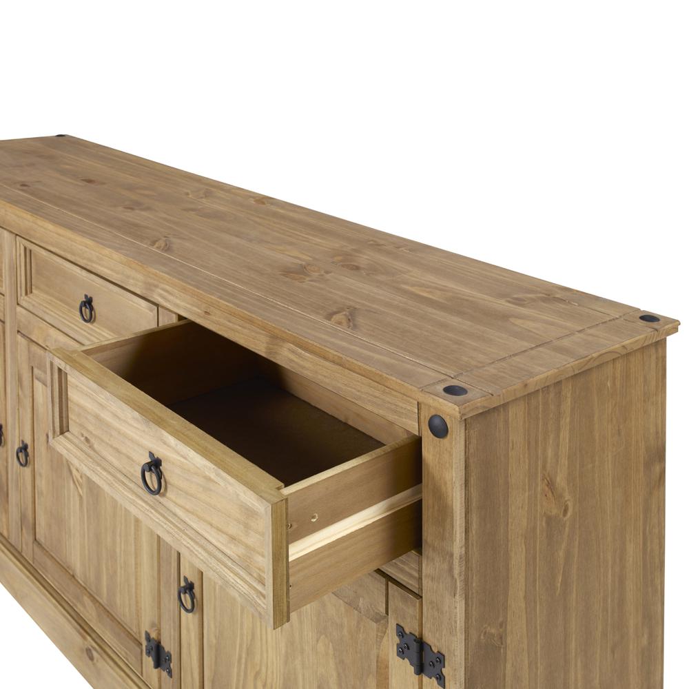 Model COR917 Cottage Series Wood Buffet Sideboard in Corona Brown. Picture 4