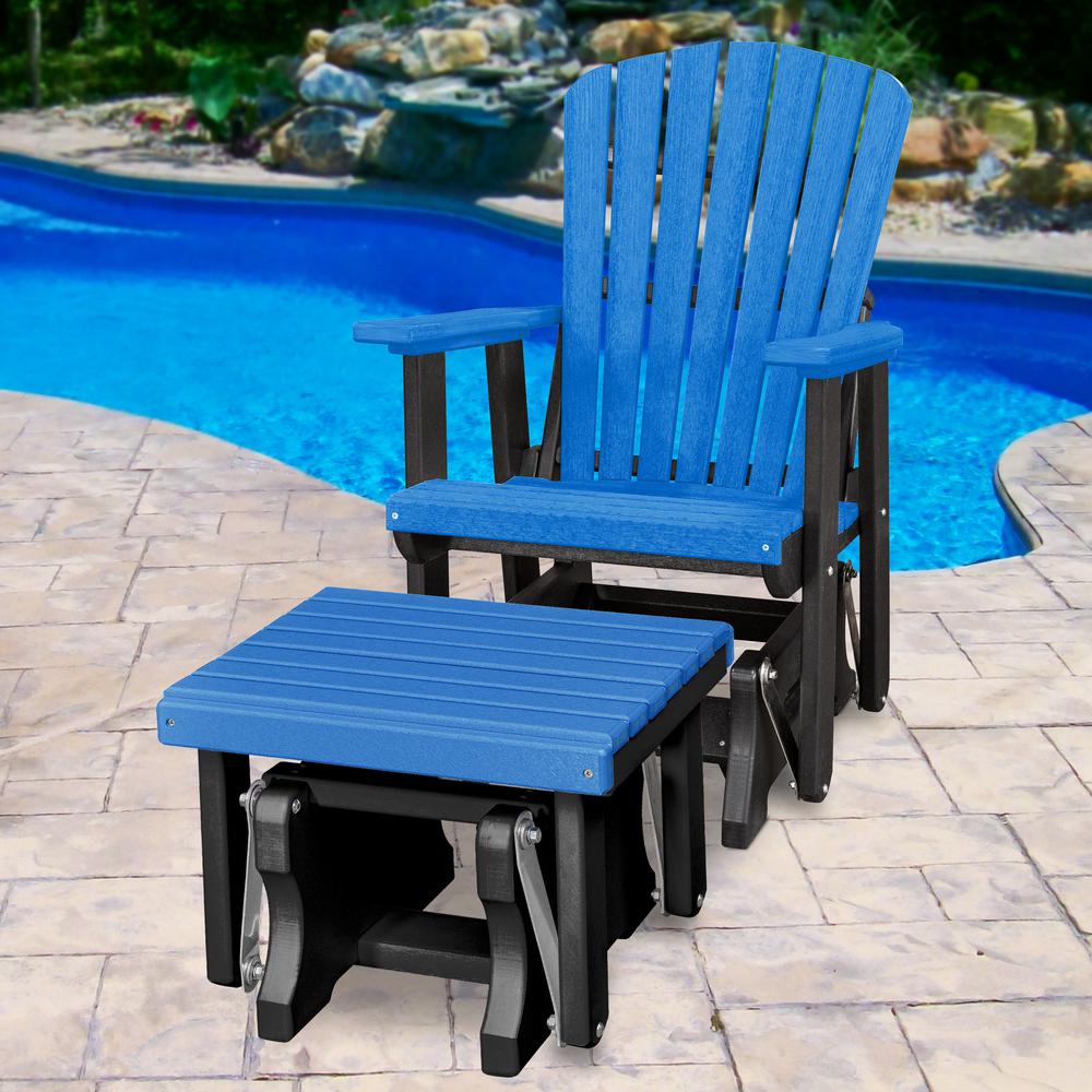 Fan Back Glider and Ottoman Glider in  Blue with a Black Base. Picture 2