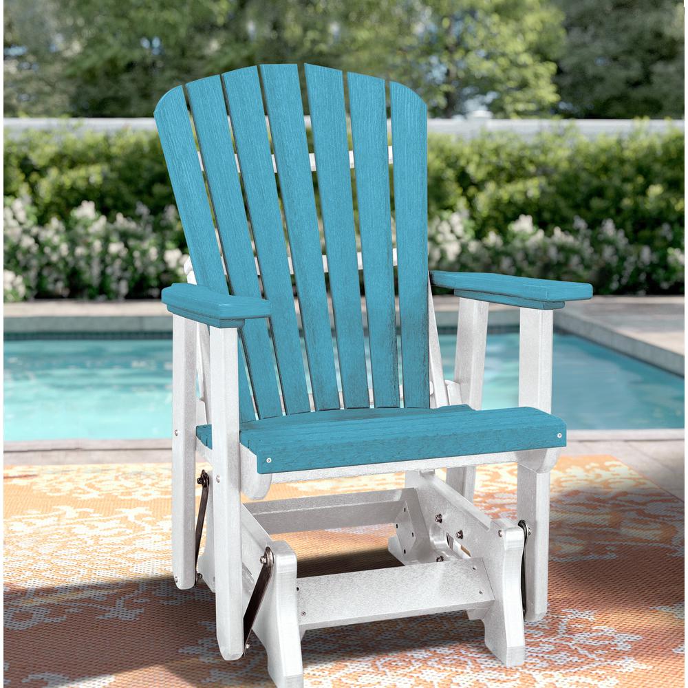 OS Home and Office Model 515ARW Fan Back Glider in Aruba Blue with a  White Base,  Made in the USA. Picture 1