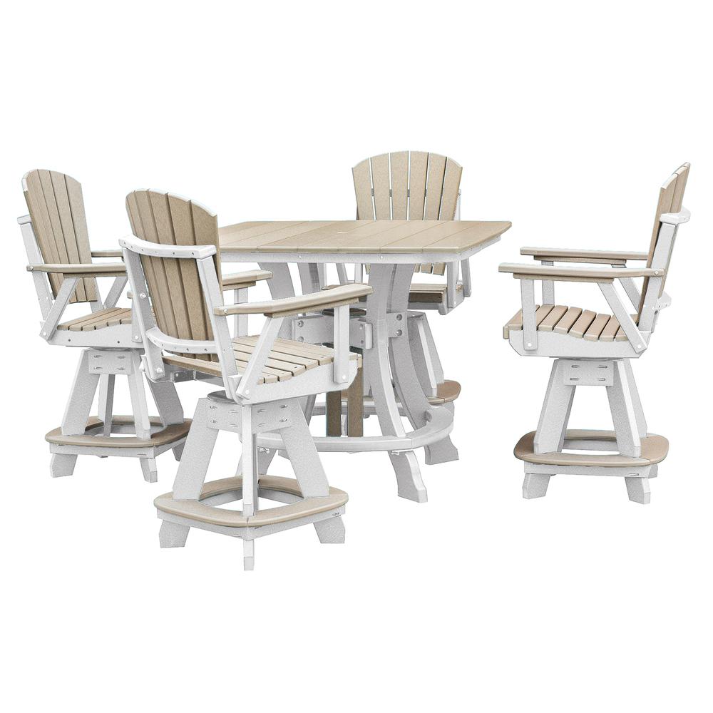 OS Home and Office Model 44S-C-WWWT Counter Height Square Table in Weatherwood with White Base. Picture 6