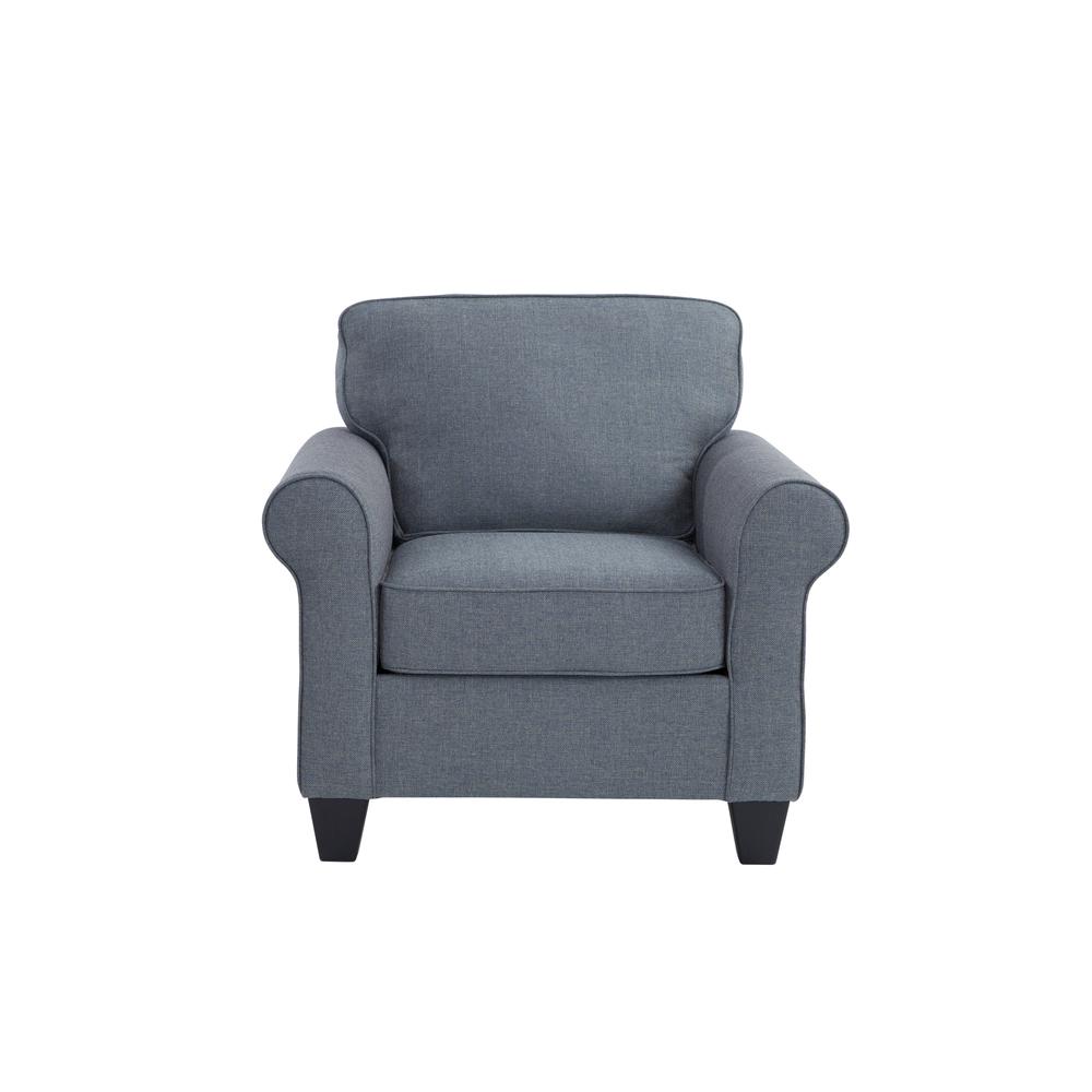 American Furniture Classics Blue Fabric Oversized Chair /w Rolled Arms. Picture 3
