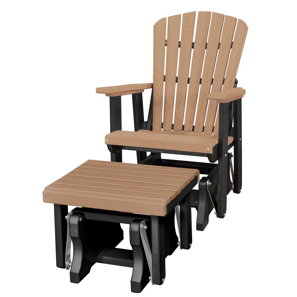 Fan Back Glider and Ottoman Glider in Cedar with a Black Base. Picture 1