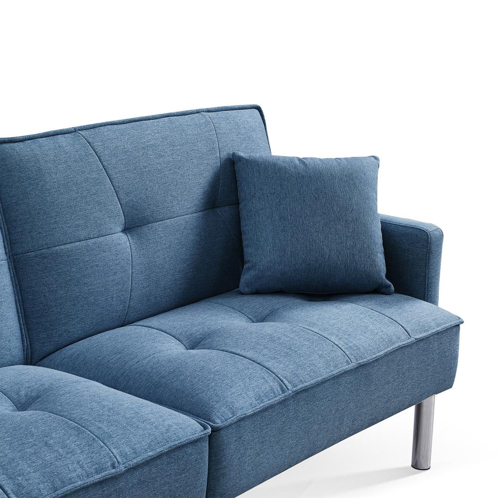 Tufted Futon Convertible Sofa Sleeper with Two Throw Pillows. Picture 5