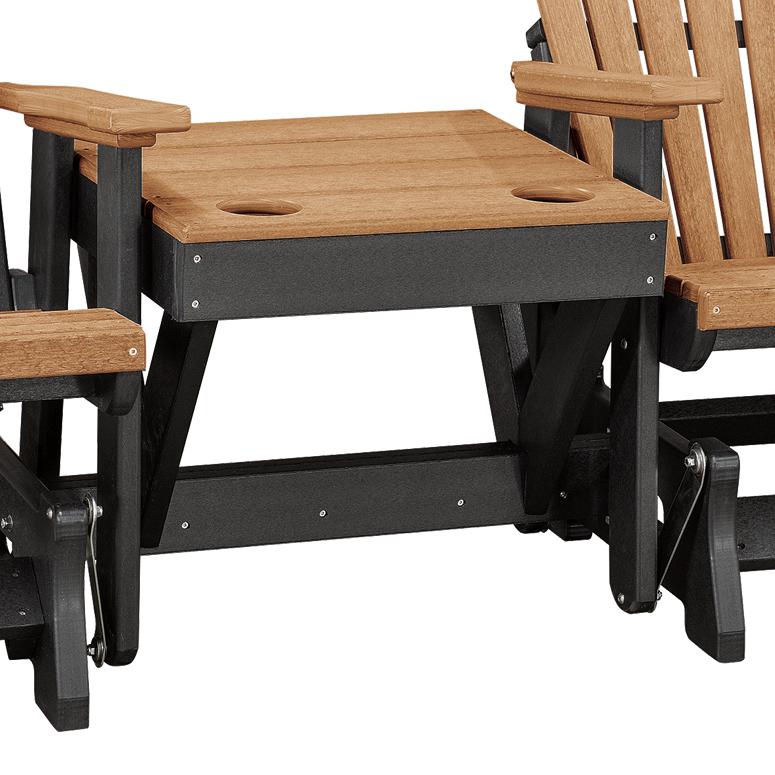 OS Home and Office Model 515CBK-K Double Glider with Center Table in Cedar with a Black Base, Made in the USA. Picture 3