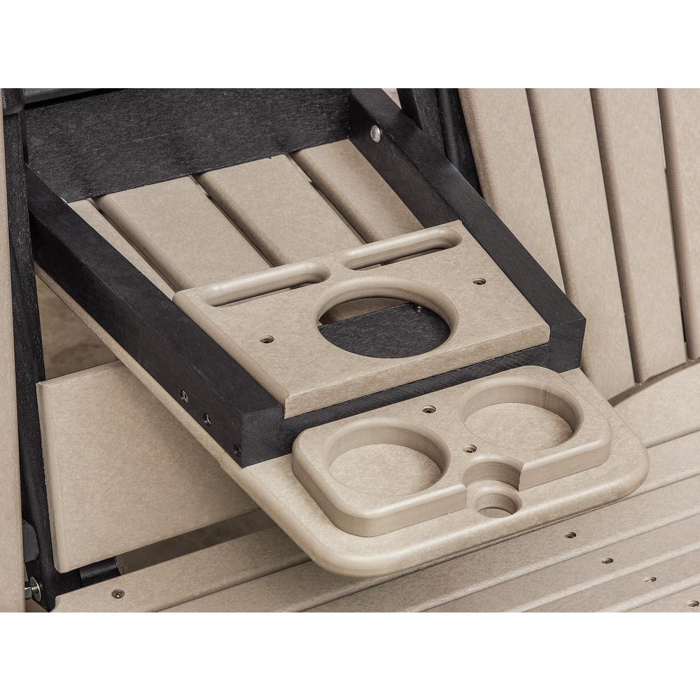 Two Seat Fan Back Glider with Drop Down Table/Cup Holder in Weatherwood. Picture 5