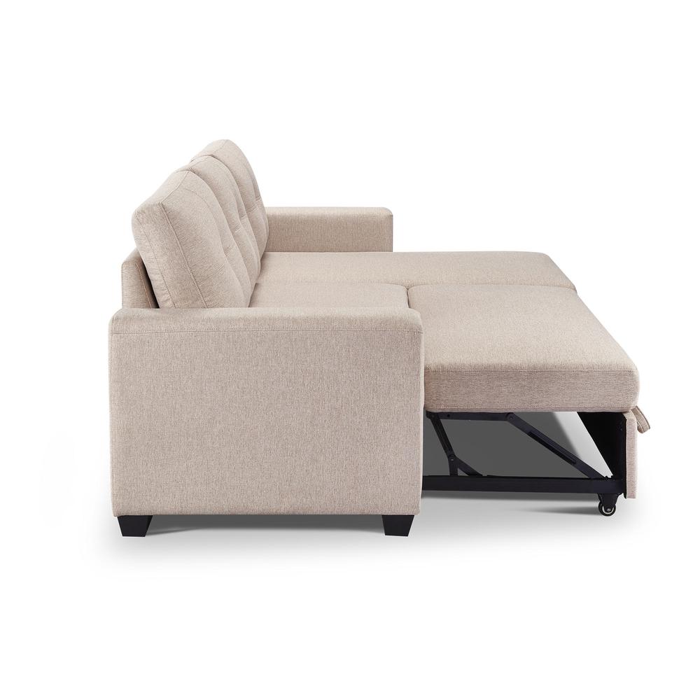 Tufted Sectional Chaise Sofa Sleeper with Storage. Picture 7