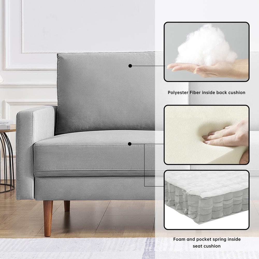 69 Inch Wide Upholstered Two Cushion Sofa with Square Arms. Picture 4