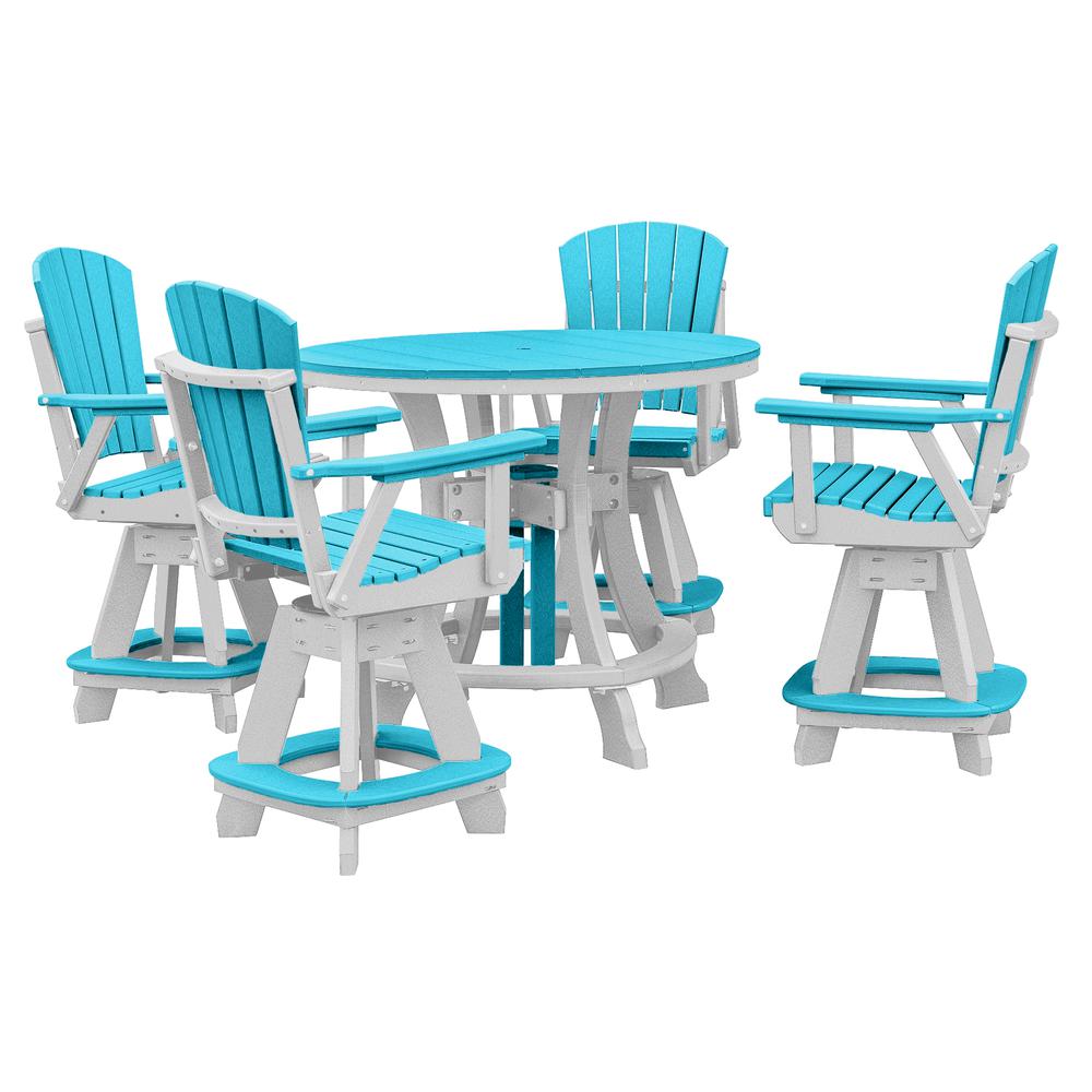 OS Home and Office Model 44R-C-ARW Counter Height Round Table in Aruba Blue with White Base. Picture 6