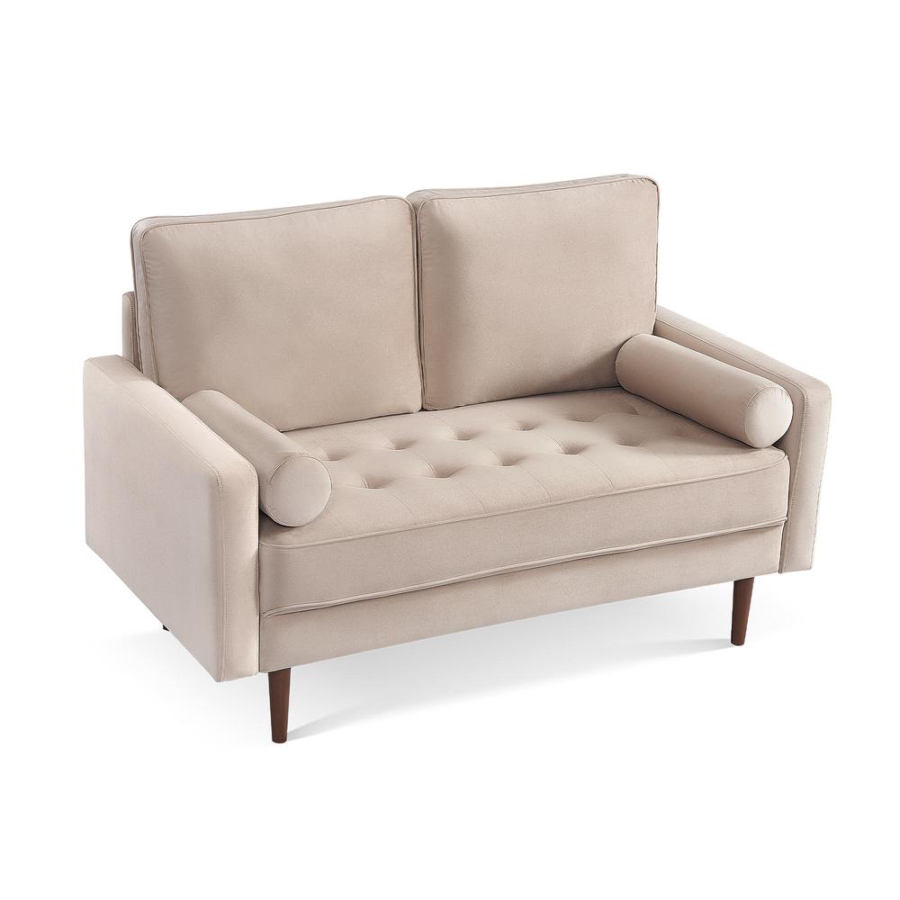 57 Inch Wide Upholstered Two Cushion Loveseat with Bolster Pillows. Picture 2