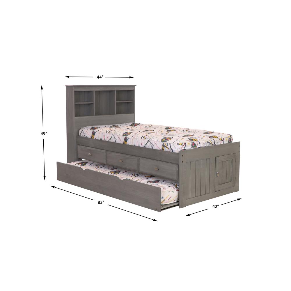 Twin Captains Bookcase Bed with 3 drawers and a Twin Sized Trundle. Picture 3