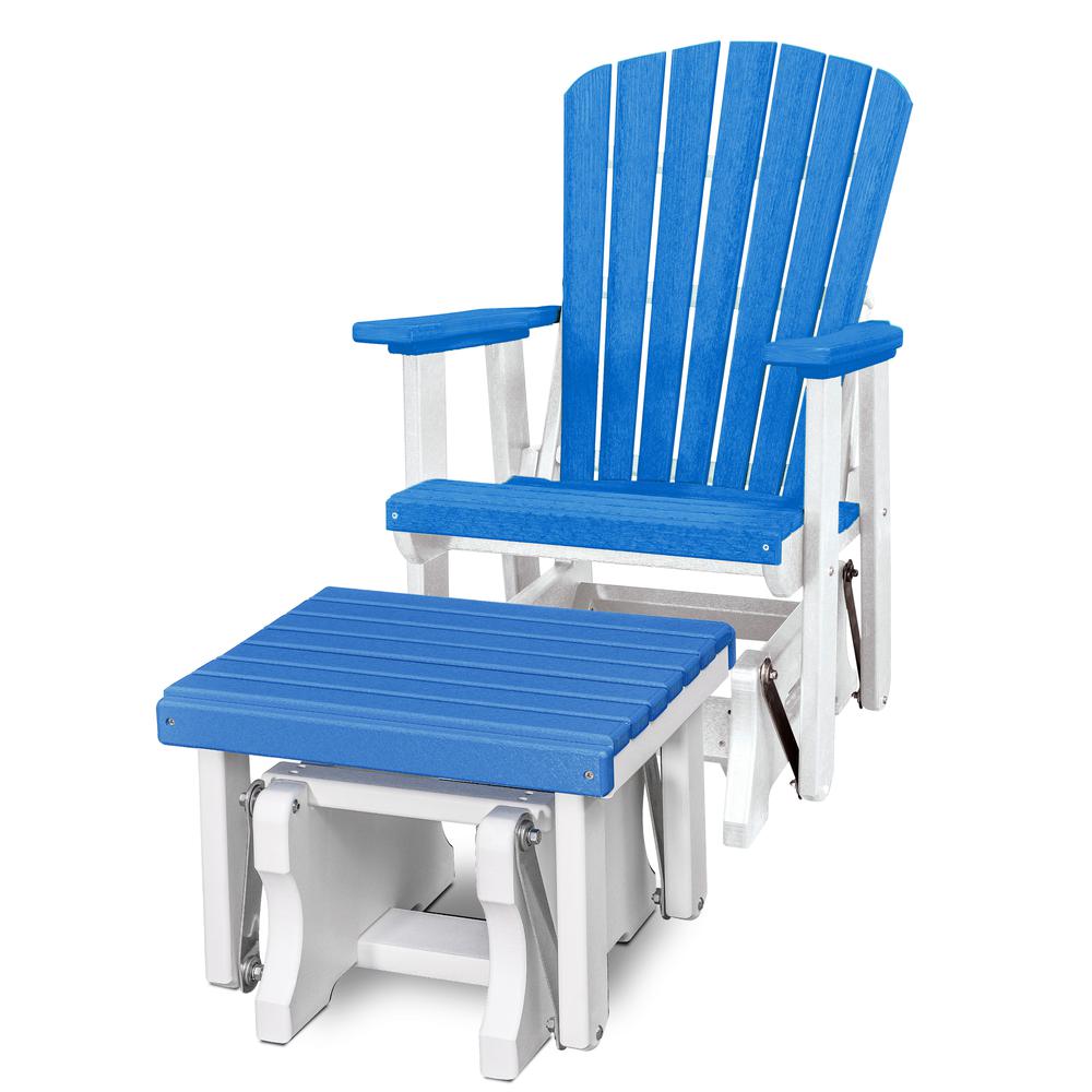 Fan Back Glider and Ottoman Glider in Blue with a White Base. Picture 1