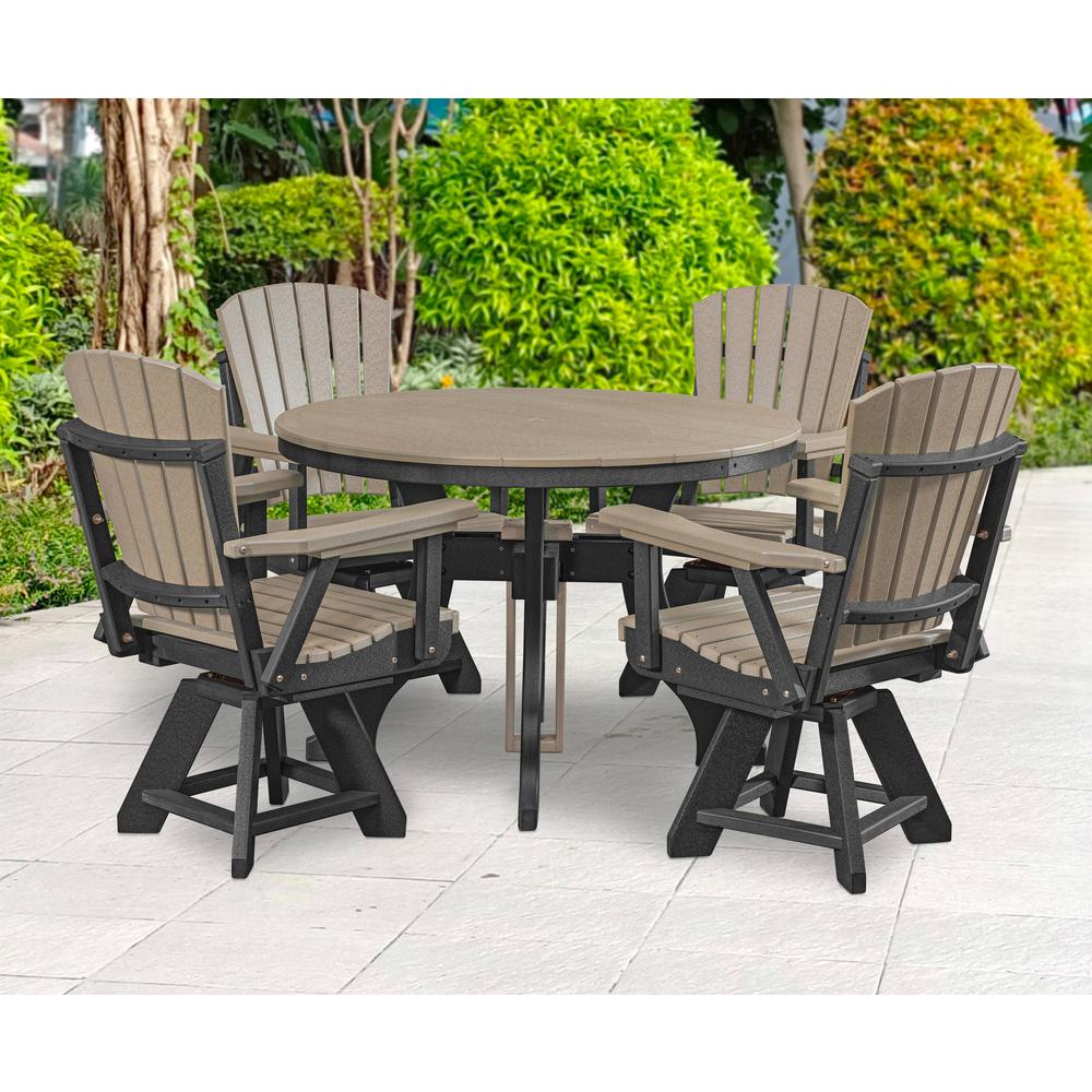 Dining Height Swivel Arm Chair in Weatherwood with a Black Base. Picture 6