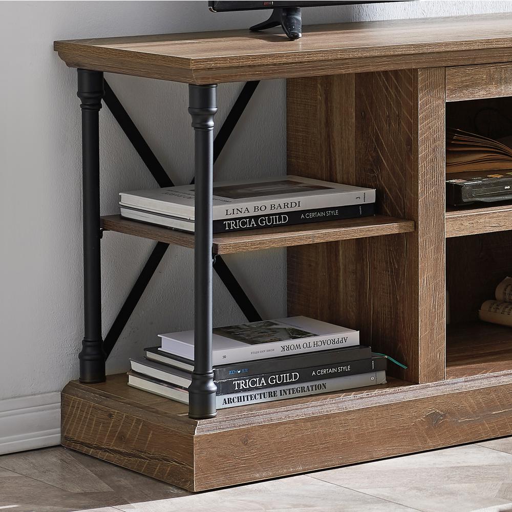 OS Home Model 6592 Contemporary Architecture Media Console in Rough Sawn Birch Finish.. Picture 5