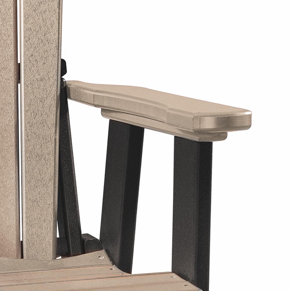 OS Home and Office Model 516WWBK Fan Back Balcony Glider in Weatherwood with a Black Base, Made in the USA. Picture 3