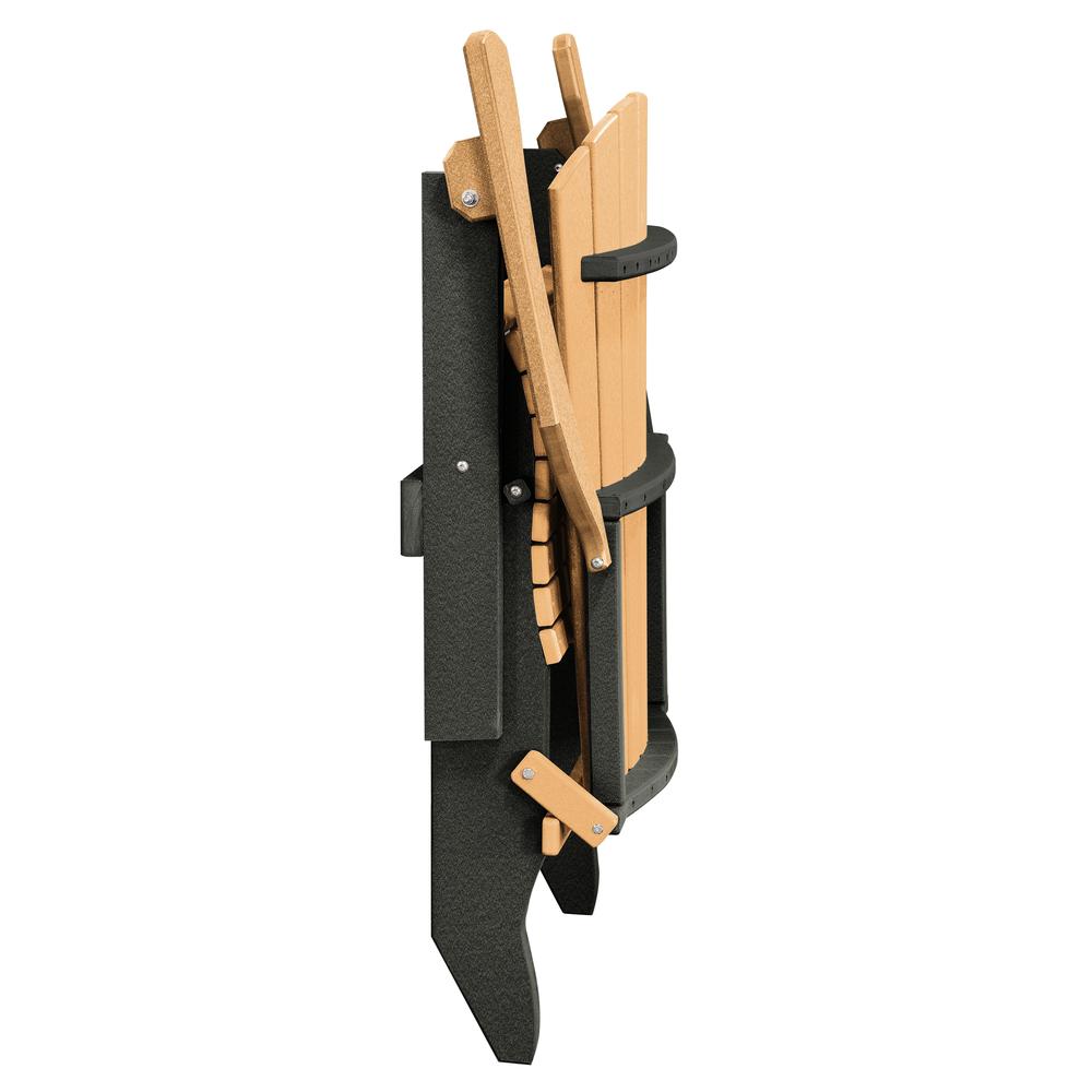OS Home and Office Model 519CBK Fan Back Folding Adirondack Chair in Cedar with a Black Base, Made in the USA. Picture 6