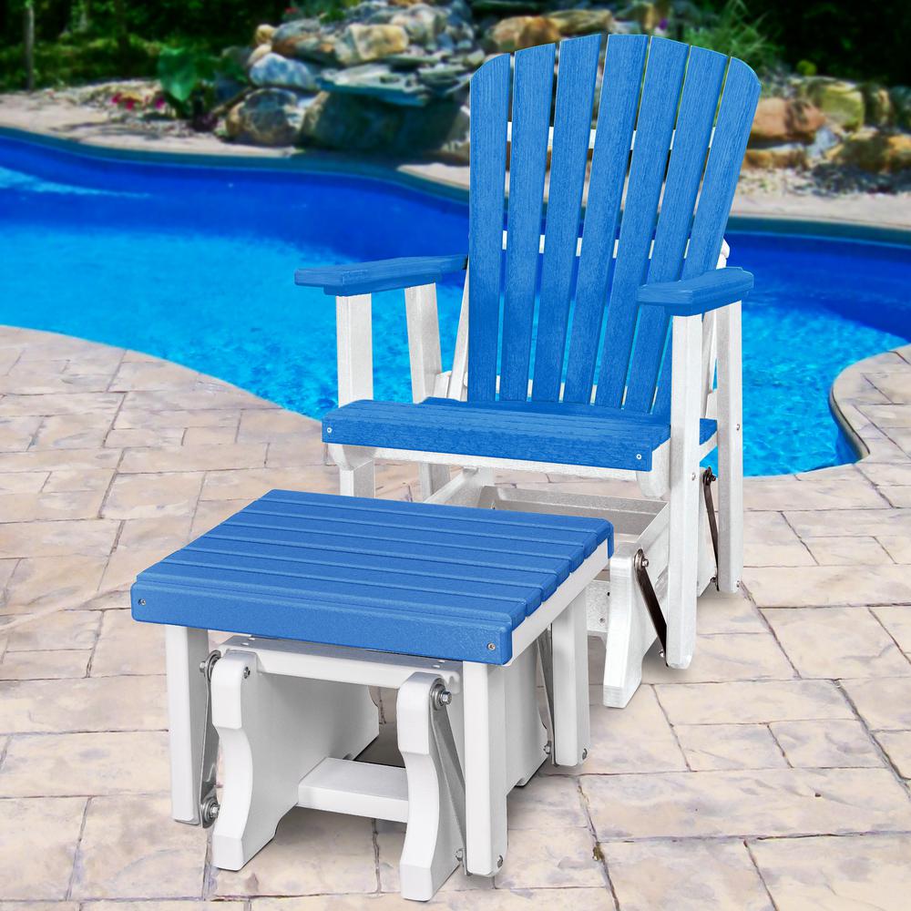 Fan Back Glider and Ottoman Glider in Blue with a White Base. Picture 2