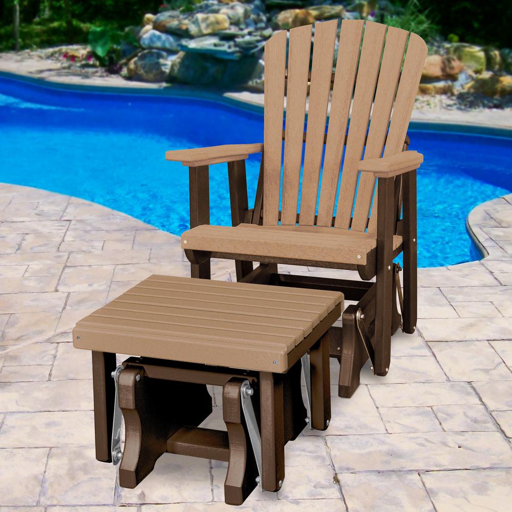 Fan Back Glider and Ottoman Glider in Cedar with a Tudor Brown Base. Picture 2