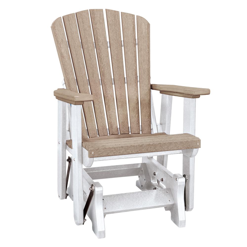 OS Home and Office Model 515WWWT Fan Back Glider in Weatherwood with a White Base, Made in the USA. Picture 2