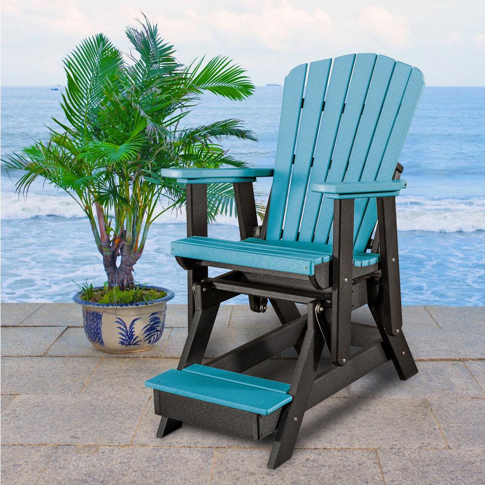 Fan Back Balcony Glider Made in the USA- Aruba, Black. Picture 2